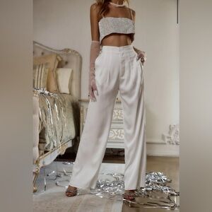 12th Tribe white satin pants